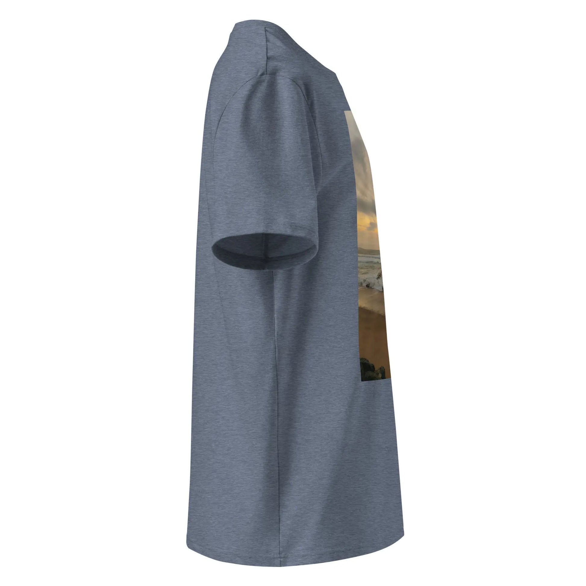vue côté droit du t-shirt premium en coton bio bidart centre coloris gris bleu