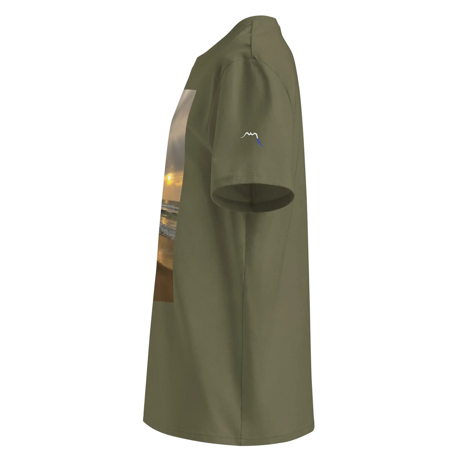 vue côté gauche du t-shirt premium en coton bio bidart centre coloris vert kaki