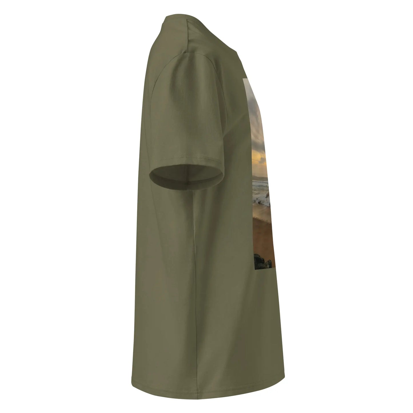 vue côté droit du t-shirt premium en coton bio bidart centre coloris vert kaki