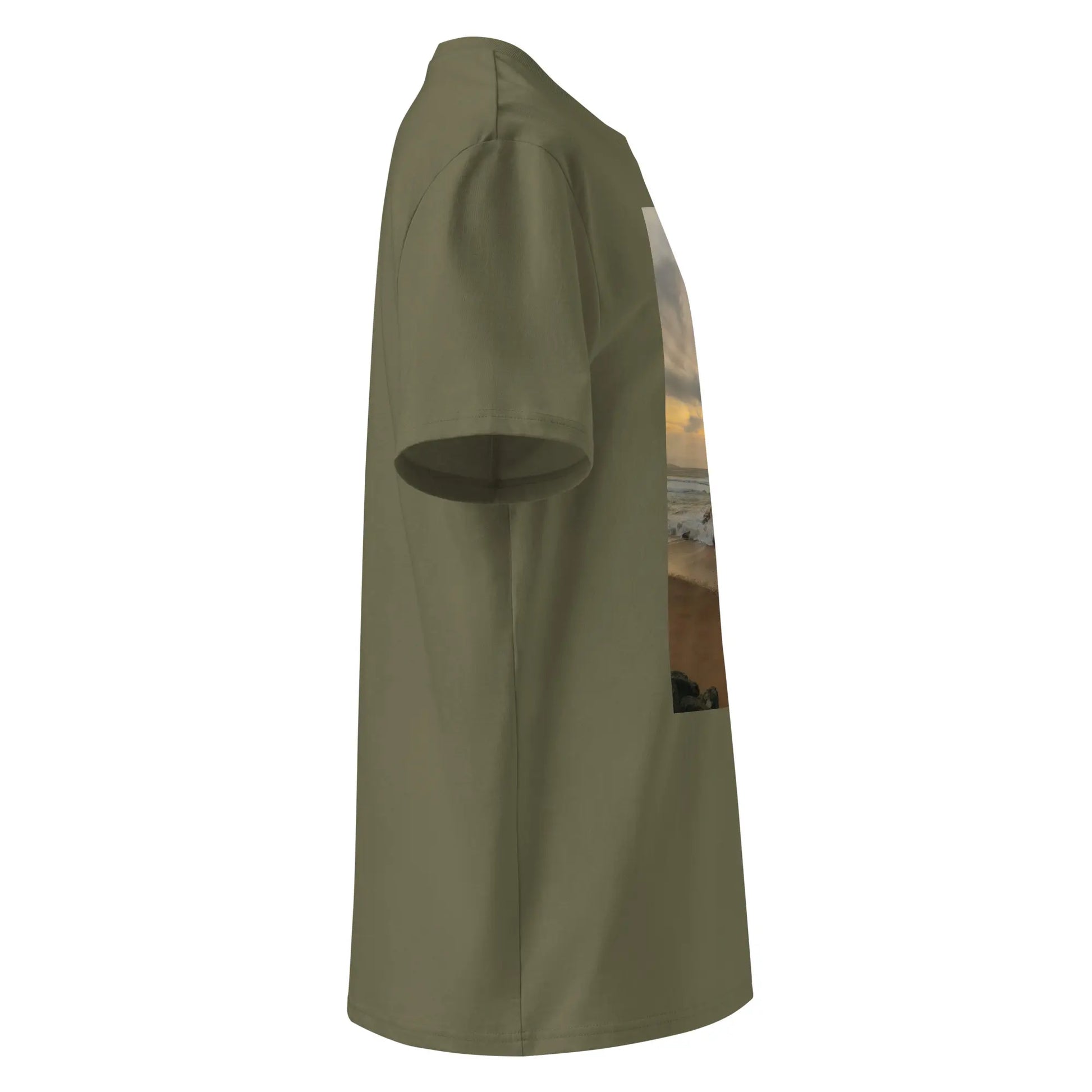 vue côté droit du t-shirt premium en coton bio bidart centre coloris vert kaki