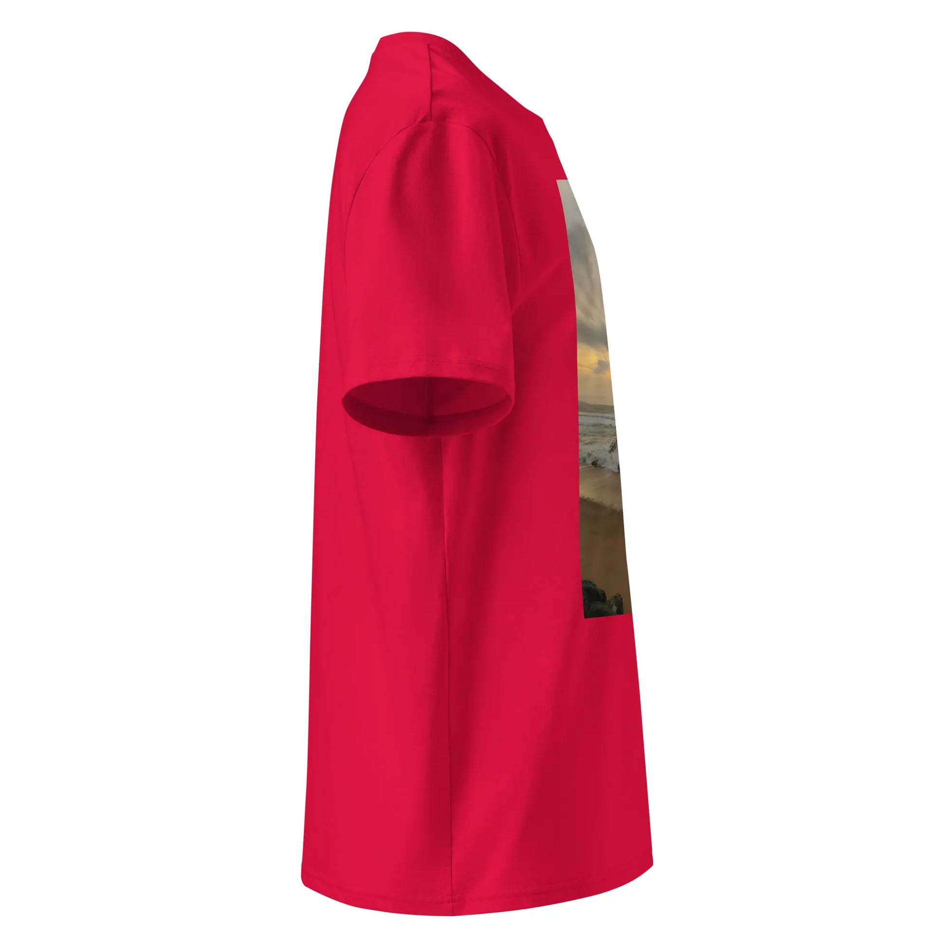 vue côté droit du t-shirt premium en coton bio bidart centre coloris rouge