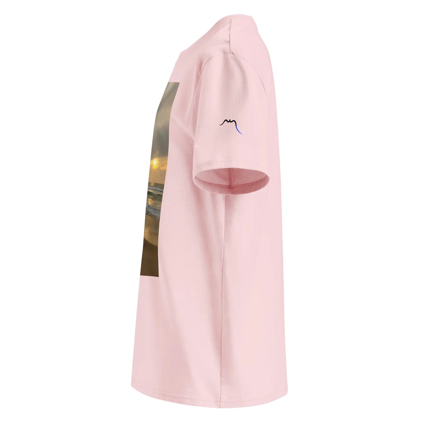 vue côté gauche du t-shirt premium en coton bio bidart centre coloris rose pâle