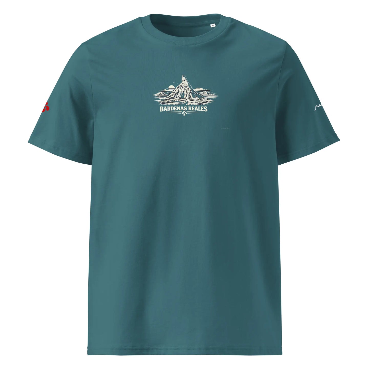 t-shirt premium coton bio femme homme bardenas reales face coloris bleu