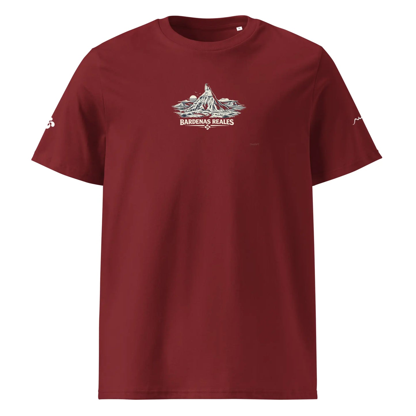 t-shirt premium coton bio femme homme bardenas reales face coloris rouge bordeaux