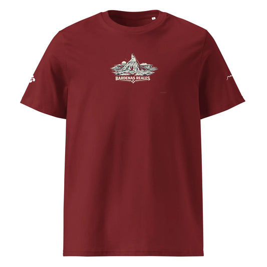 t-shirt premium coton bio femme homme bardenas reales face coloris rouge bordeaux