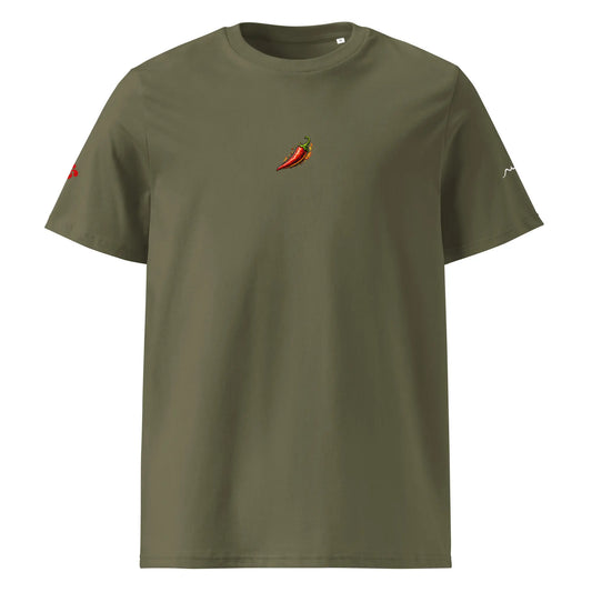 t-shirt premium coton bio femme homme biper gorri face coloris vert kaki