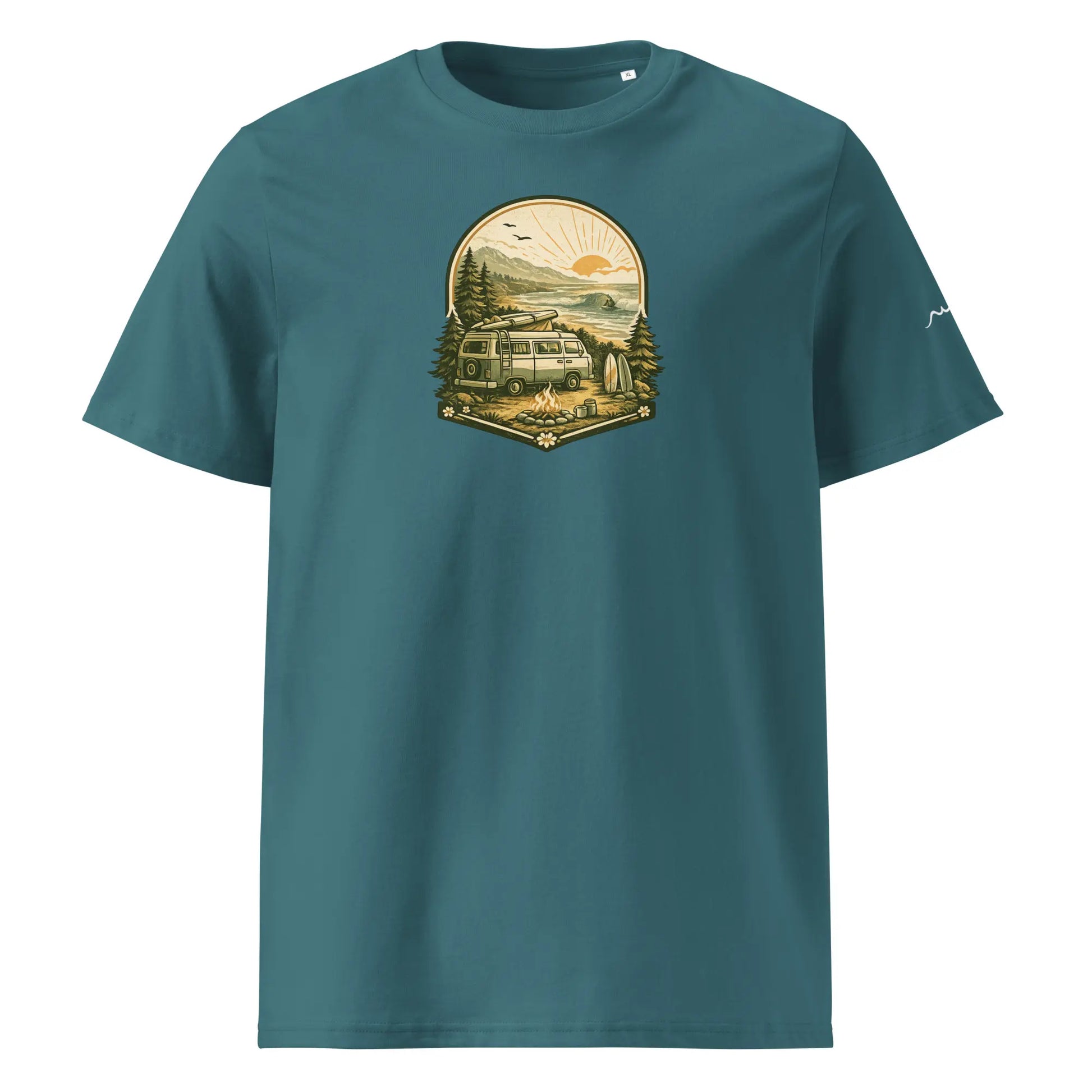 t-shirt premium coton bio femme homme freedom face coloris bleu