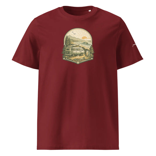 t-shirt premium coton bio femme homme freedom face coloris rouge bordeaux