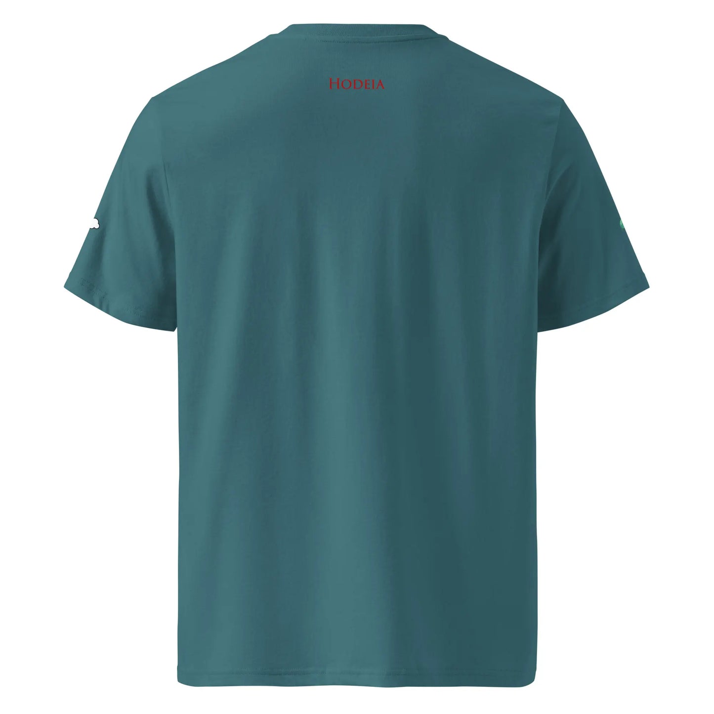 t-shirt premium coton bio femme homme hodeia dos coloris bleu