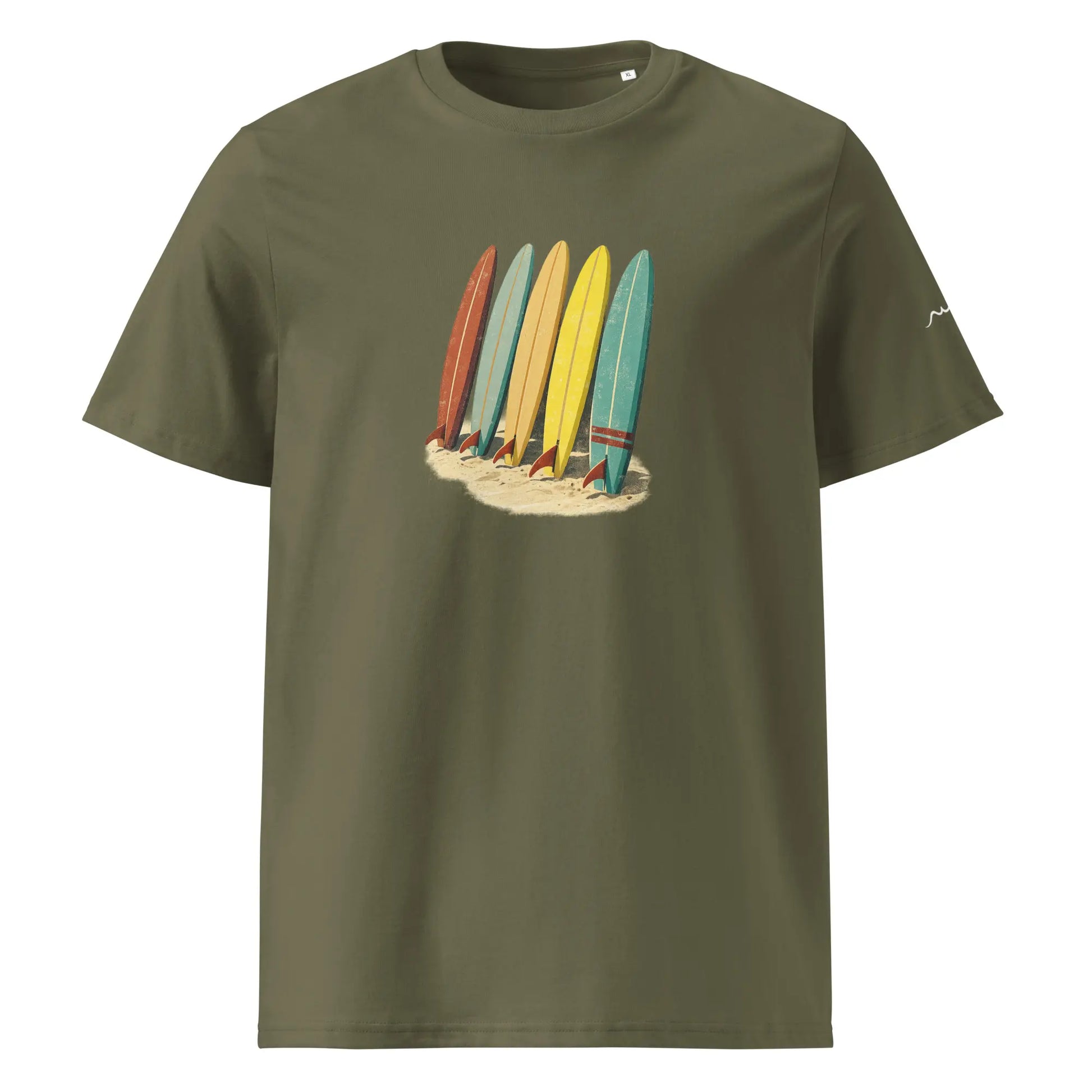 t-shirt premium coton bio femme homme longboard face coloris vert kaki
