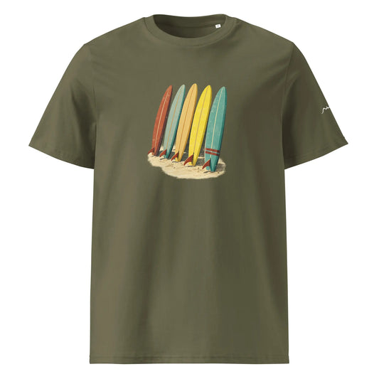 t-shirt premium coton bio femme homme longboard face coloris vert kaki