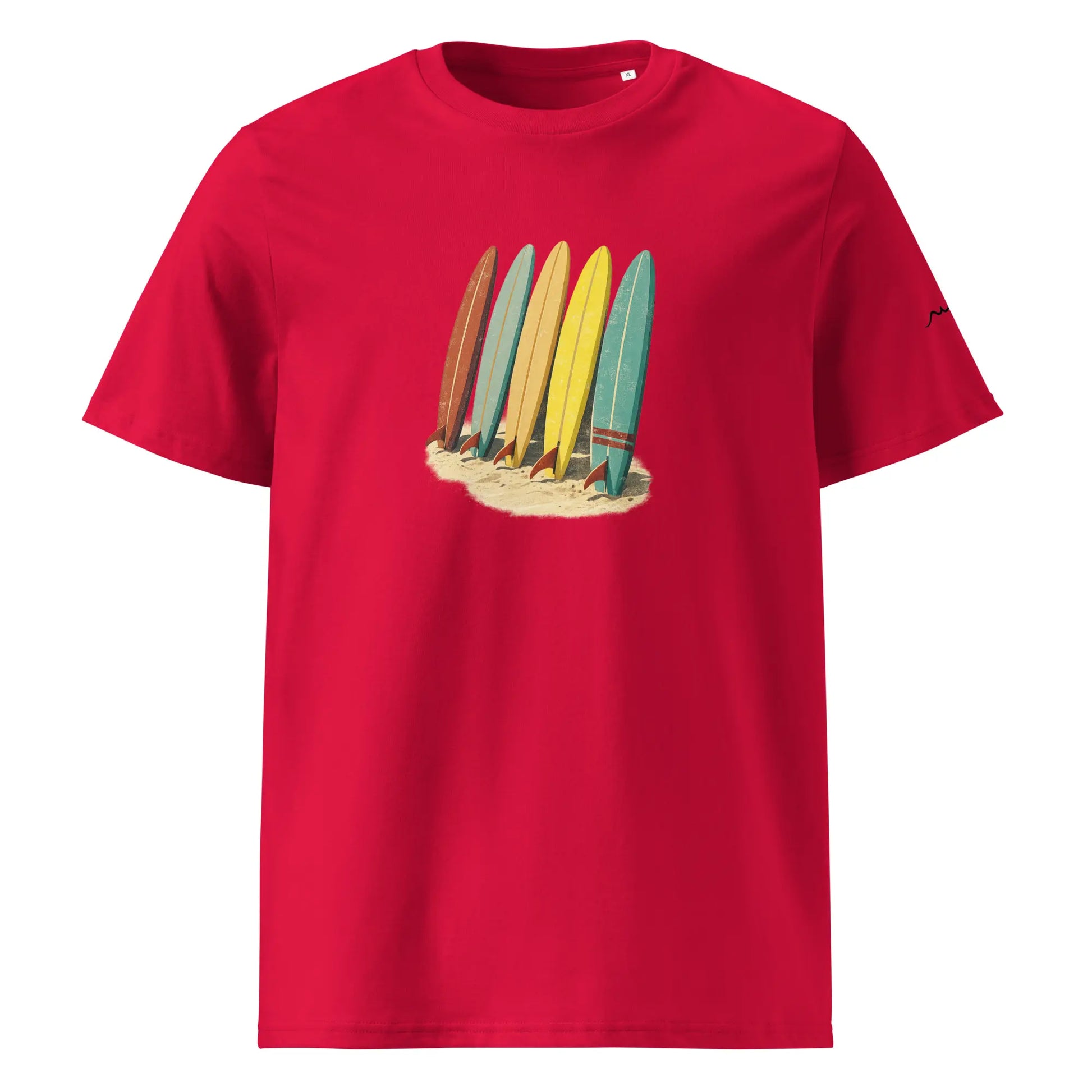 t-shirt premium coton bio femme homme longboard face coloris rouge