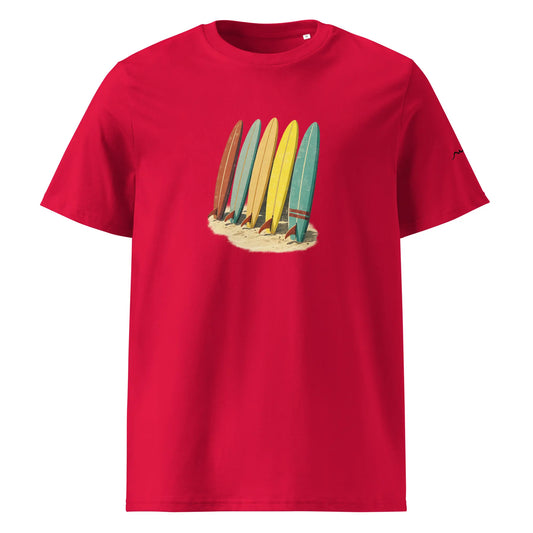 t-shirt premium coton bio femme homme longboard face coloris rouge