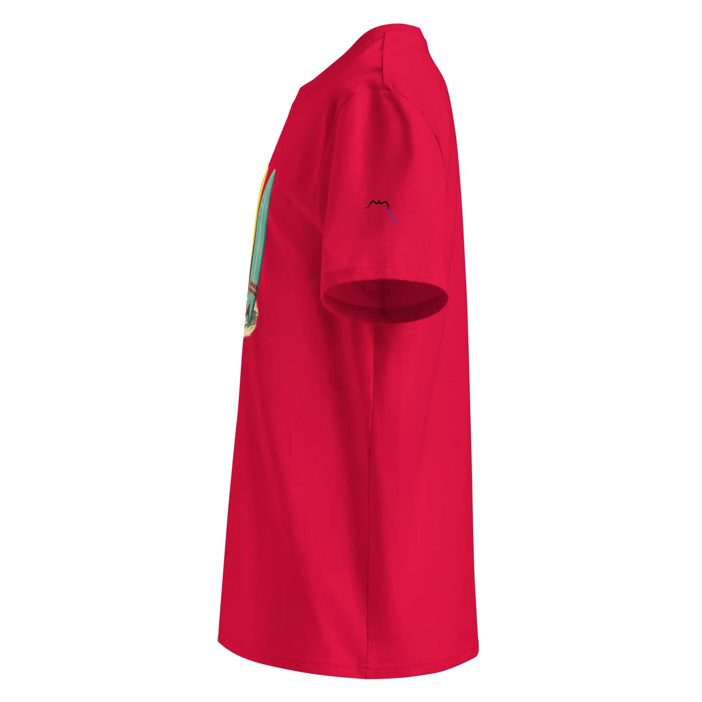 t-shirt premium coton bio femme homme longboard côté coloris rouge
