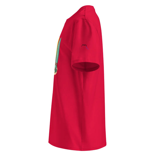 t-shirt premium coton bio femme homme longboard côté coloris rouge