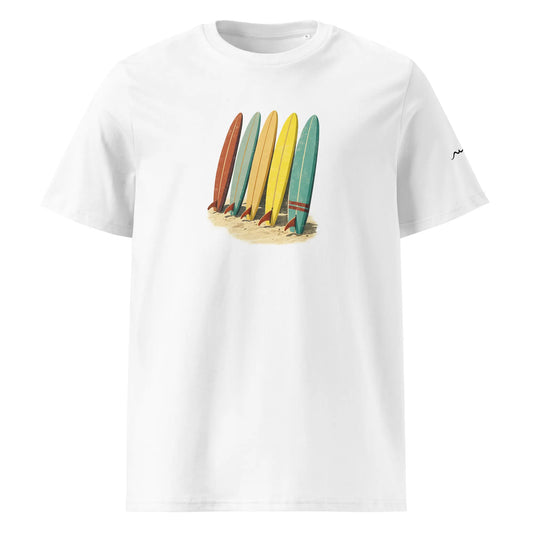 t-shirt premium coton bio femme homme longboard face coloris blanc