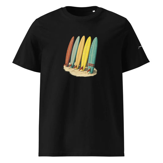 t-shirt premium coton bio femme homme longboard face coloris noir