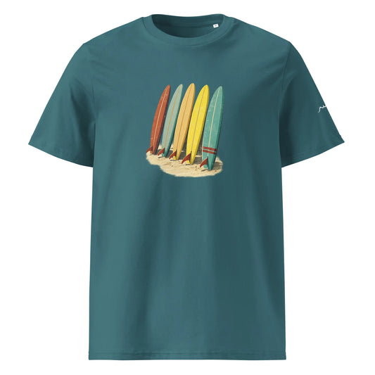 t-shirt premium coton bio femme homme longboard face coloris bleu