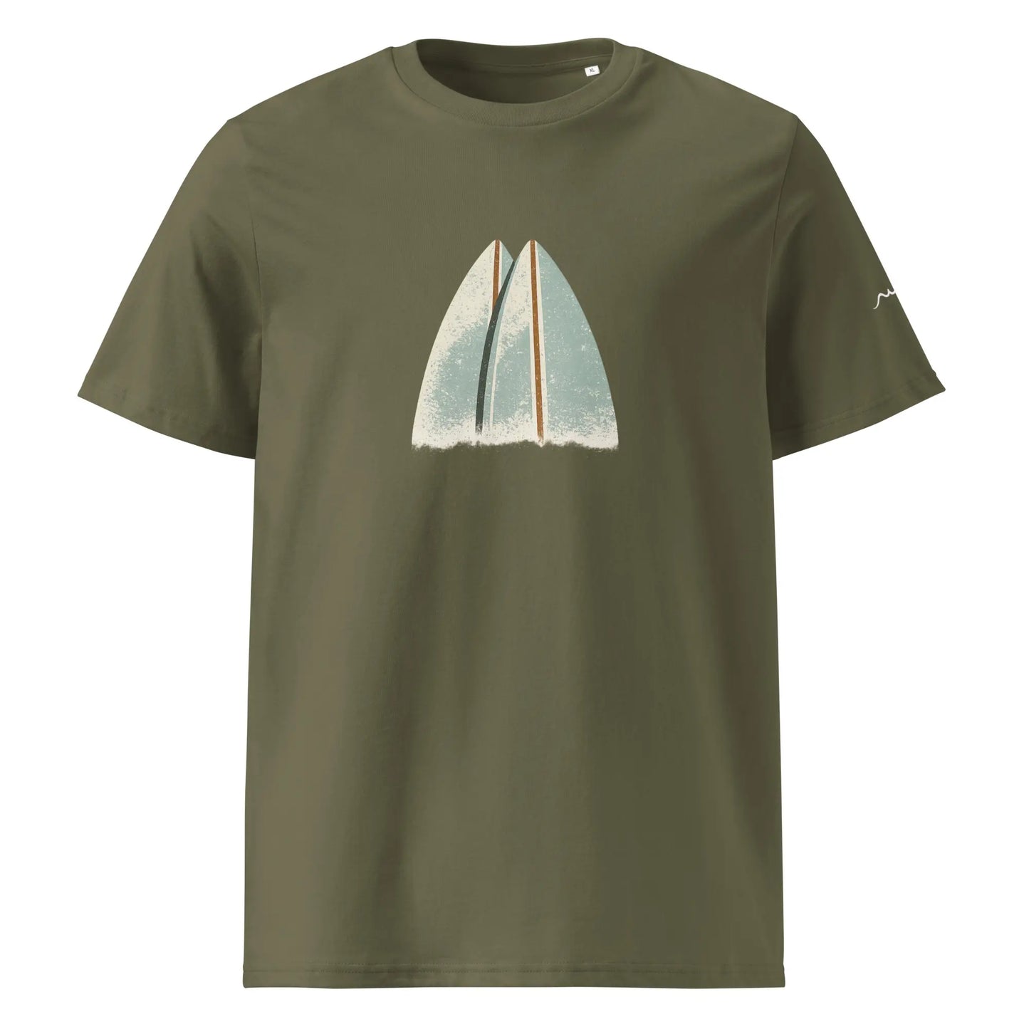 t-shirt premium coton bio femme homme shortboard face coloris vert kaki