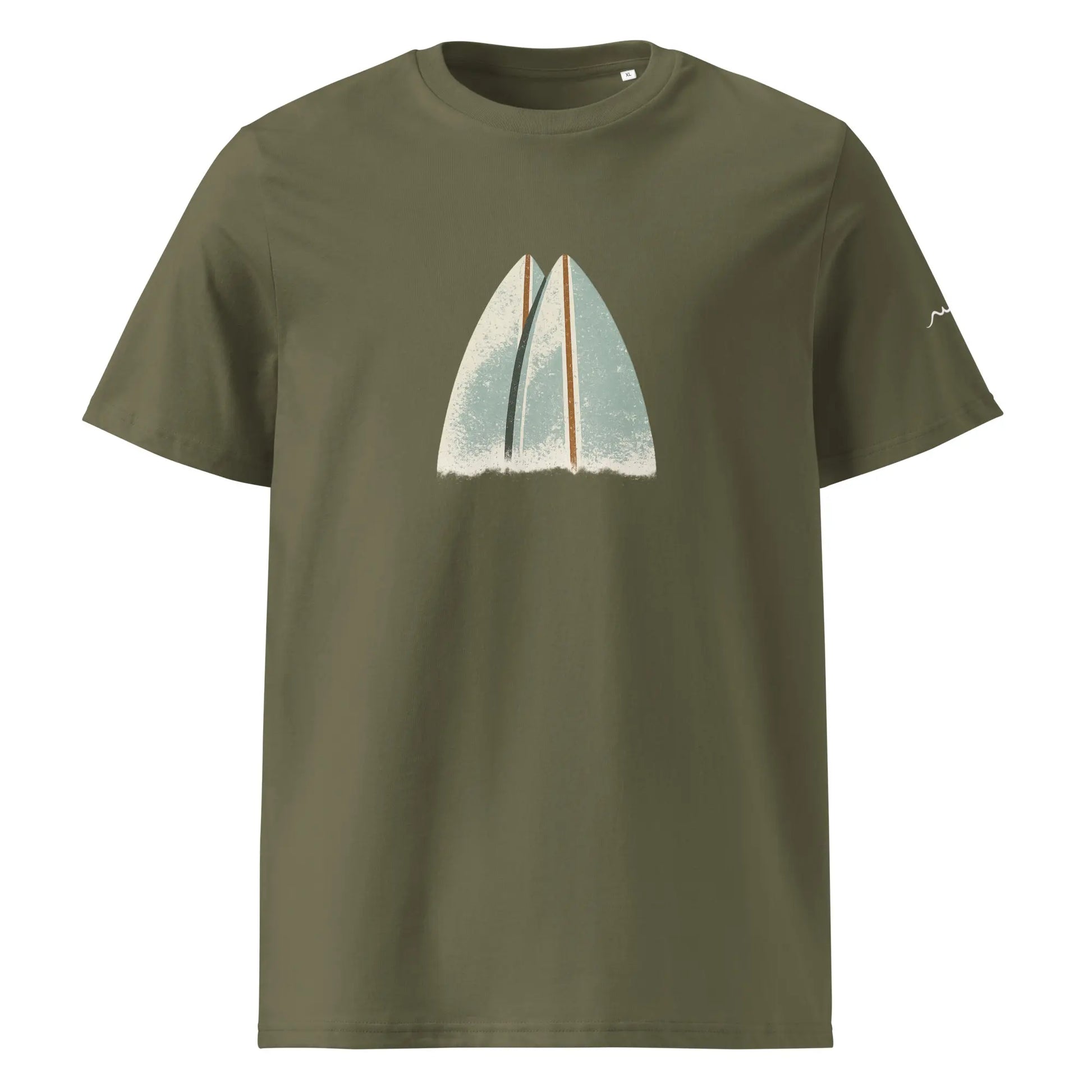 t-shirt premium coton bio femme homme shortboard face coloris vert kaki