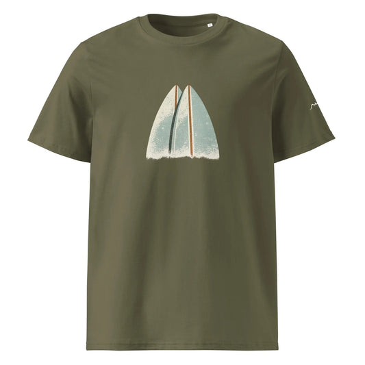 t-shirt premium coton bio femme homme shortboard face coloris vert kaki