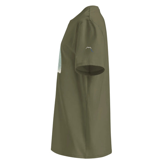t-shirt premium coton bio femme homme shortboard côté coloris vert kaki
