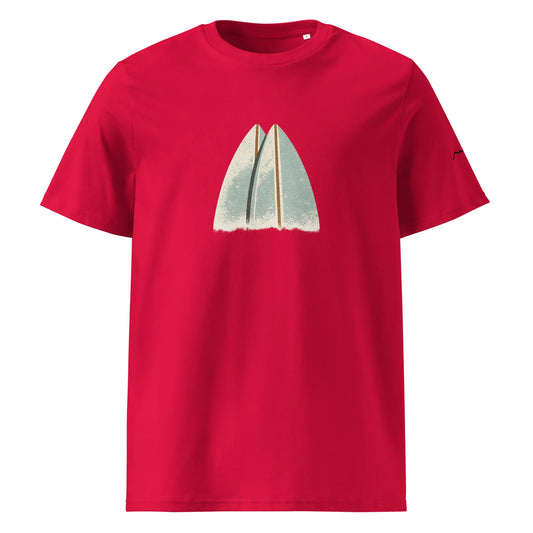 t-shirt premium coton bio femme homme shortboard face coloris rouge