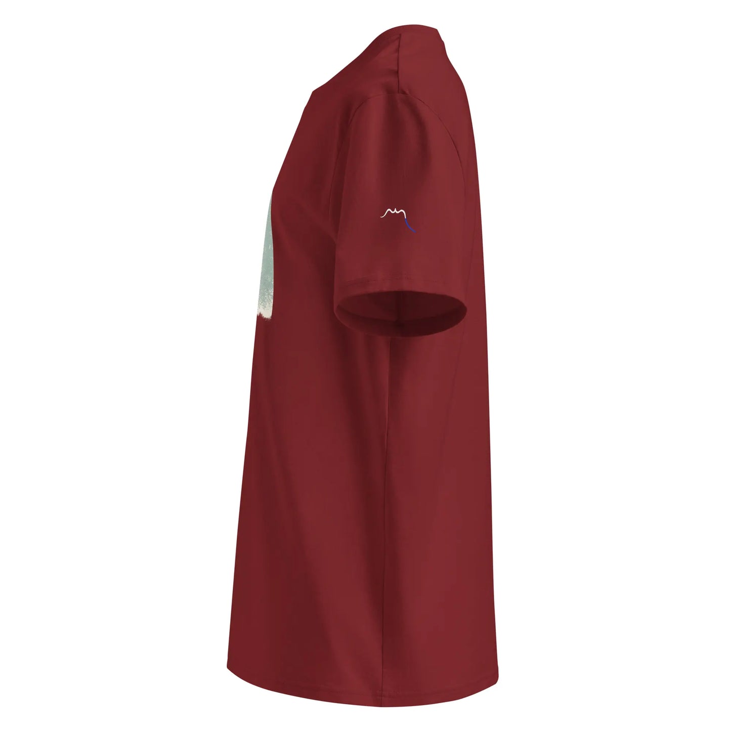 t-shirt premium coton bio femme homme shortboard côté coloris rouge bordeaux