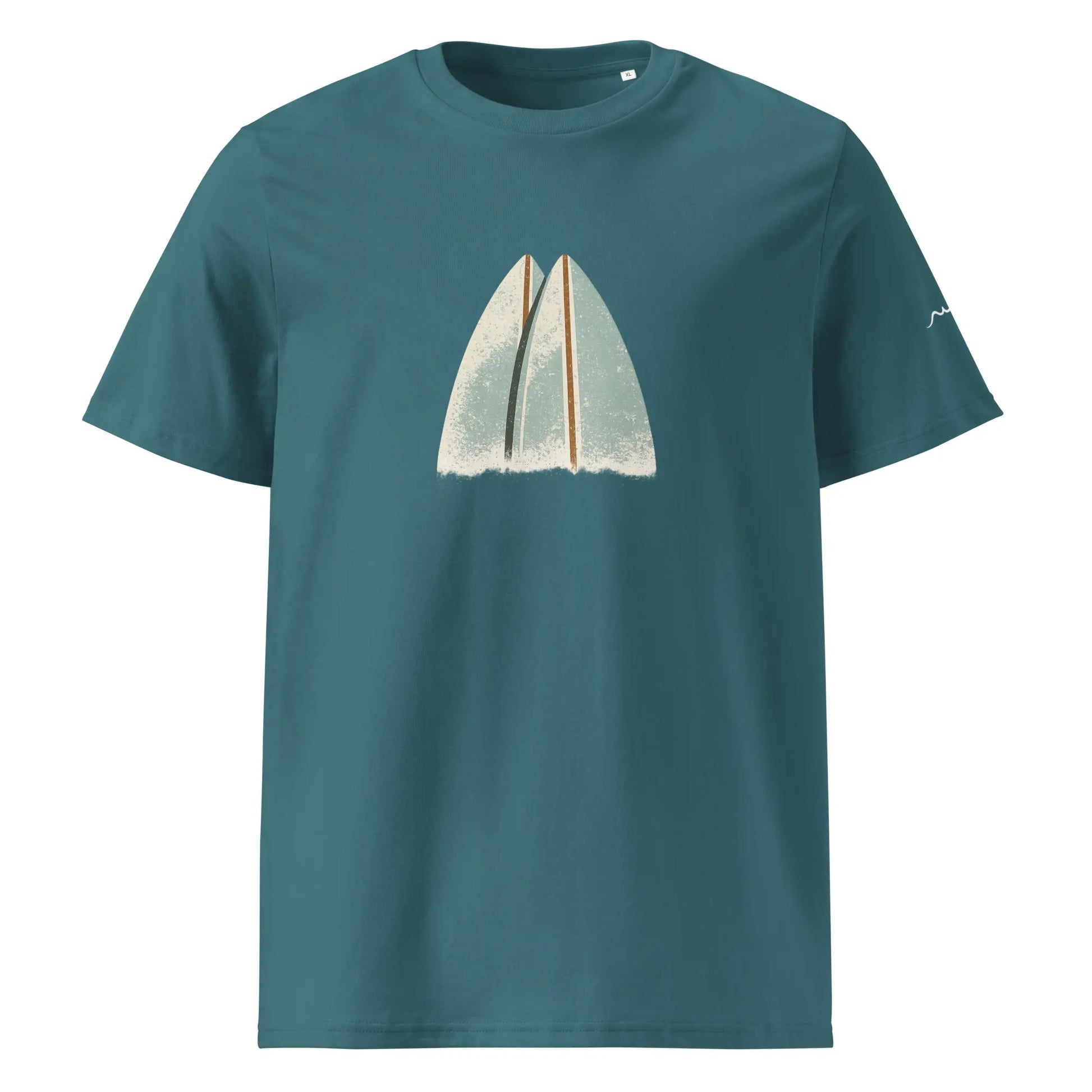 t-shirt premium coton bio femme homme shortboard face coloris bleu