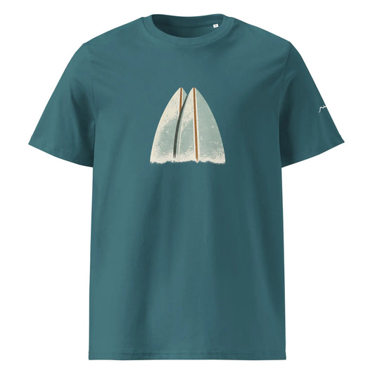 t-shirt premium coton bio femme homme shortboard face coloris bleu
