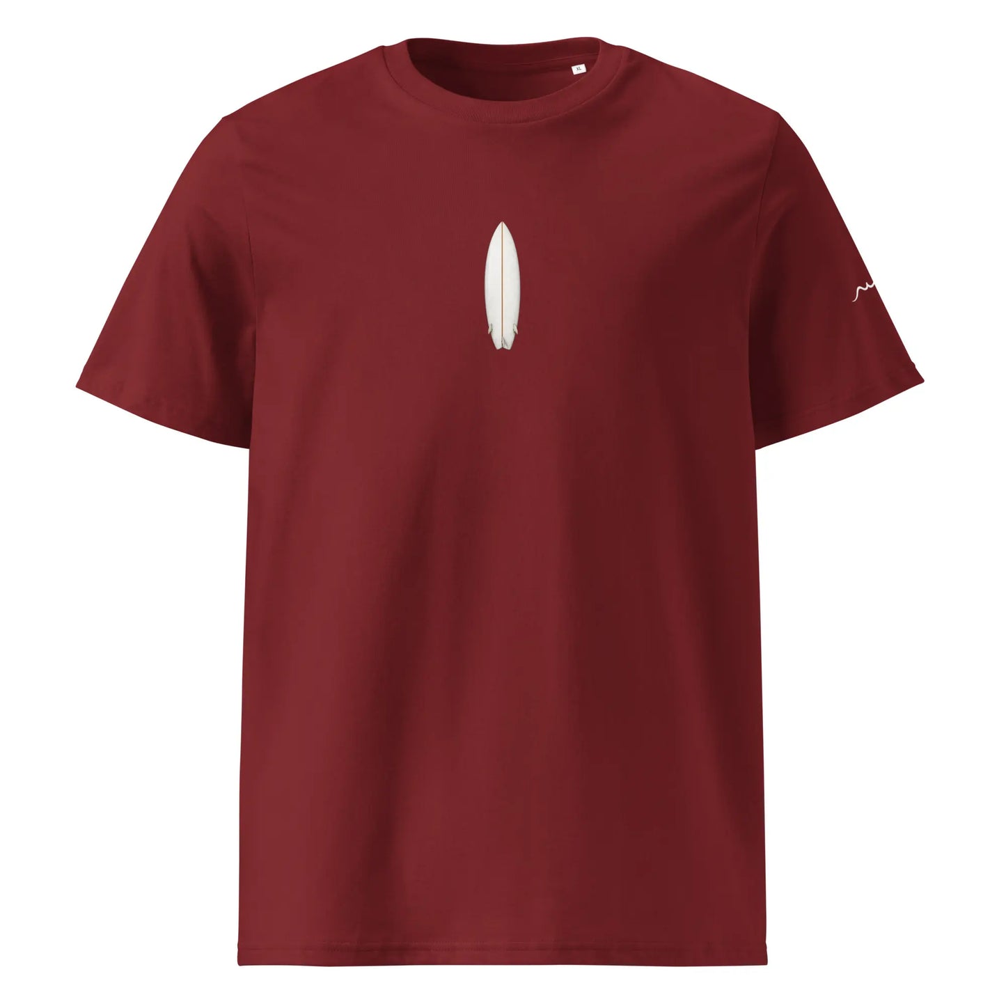 t-shirt premium coton bio femme homme surf fishtail face coloris rouge bordeaux