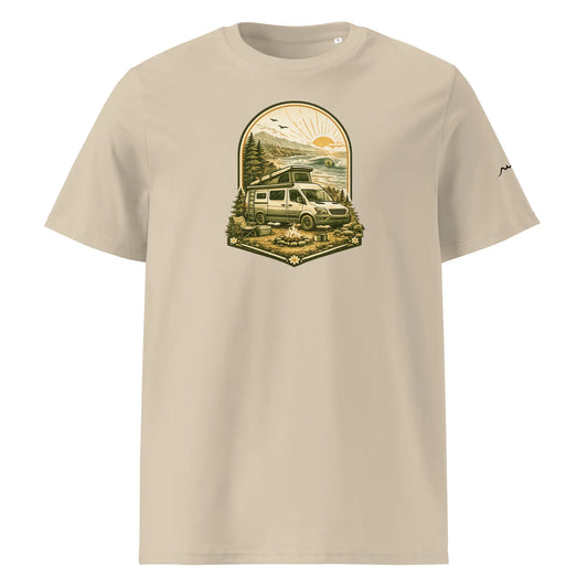 t-shirt premium coton bio femme homme vanlife face coloris beige