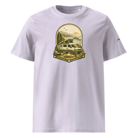 t-shirt premium coton bio femme homme vanlife face coloris mauve clair