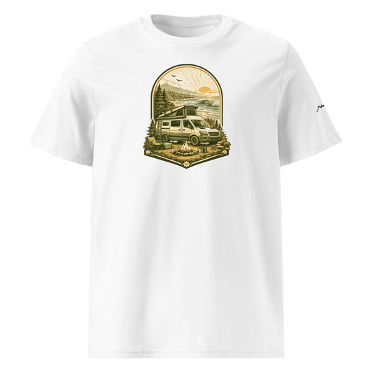 t-shirt premium coton bio femme homme vanlife face coloris blanc