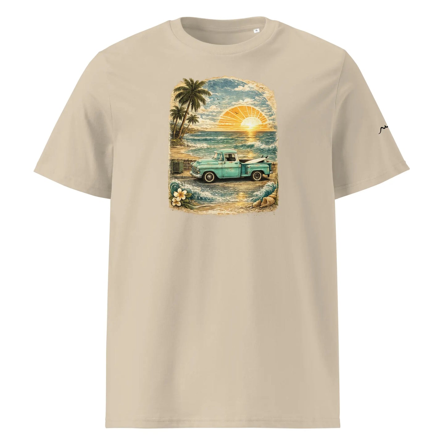 t-shirt premium coton bio femme homme vintage pickup face coloris beige