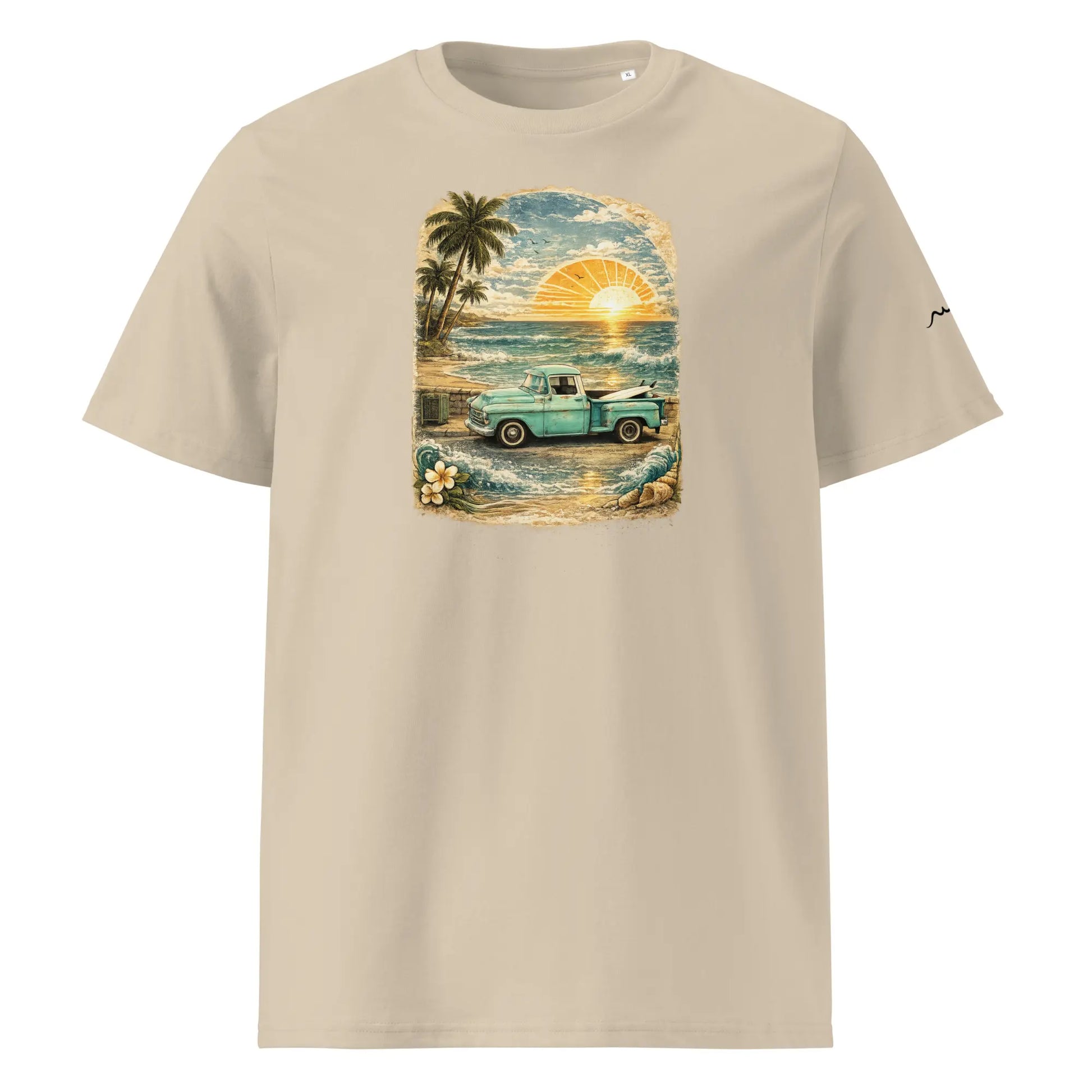 t-shirt premium coton bio femme homme vintage pickup face coloris beige