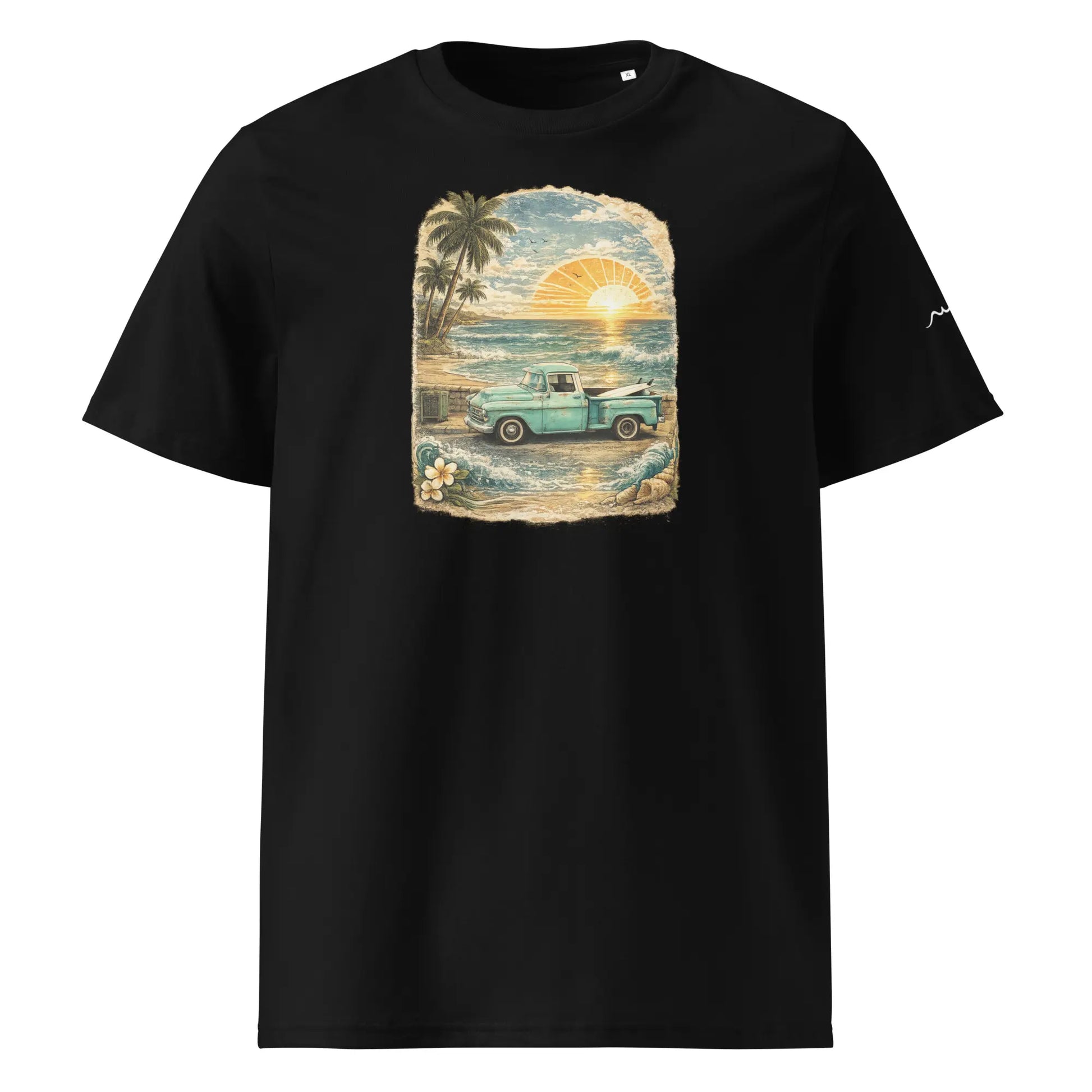 t-shirt premium coton bio femme homme vintage pickup face coloris noir