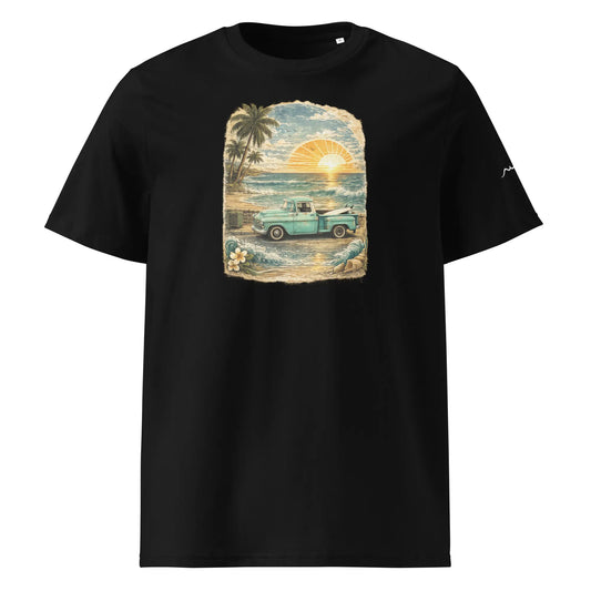 t-shirt premium coton bio femme homme vintage pickup face coloris noir