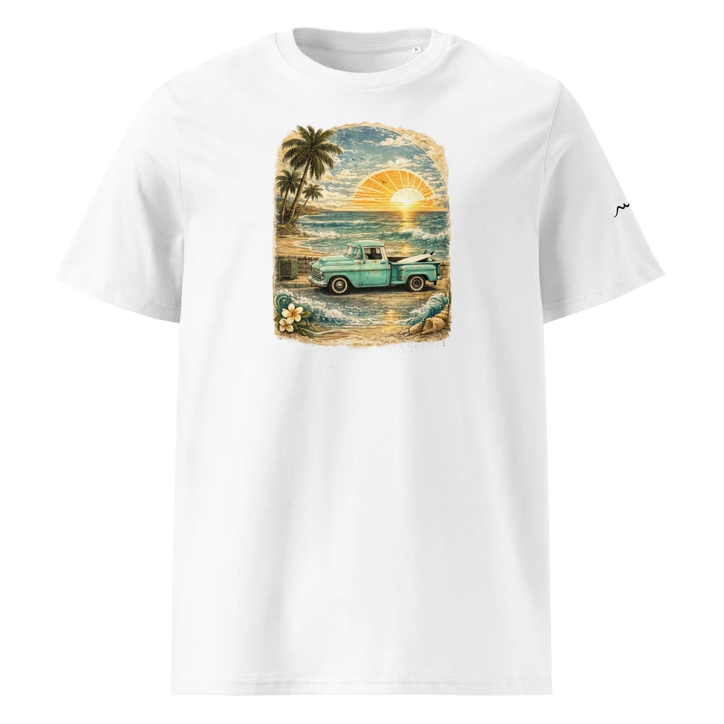 t-shirt premium coton bio femme homme vintage pickup face coloris blanc
