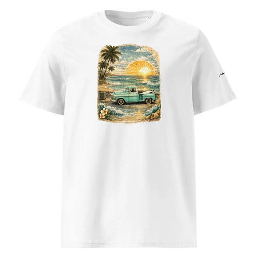 t-shirt premium coton bio femme homme vintage pickup face coloris blanc