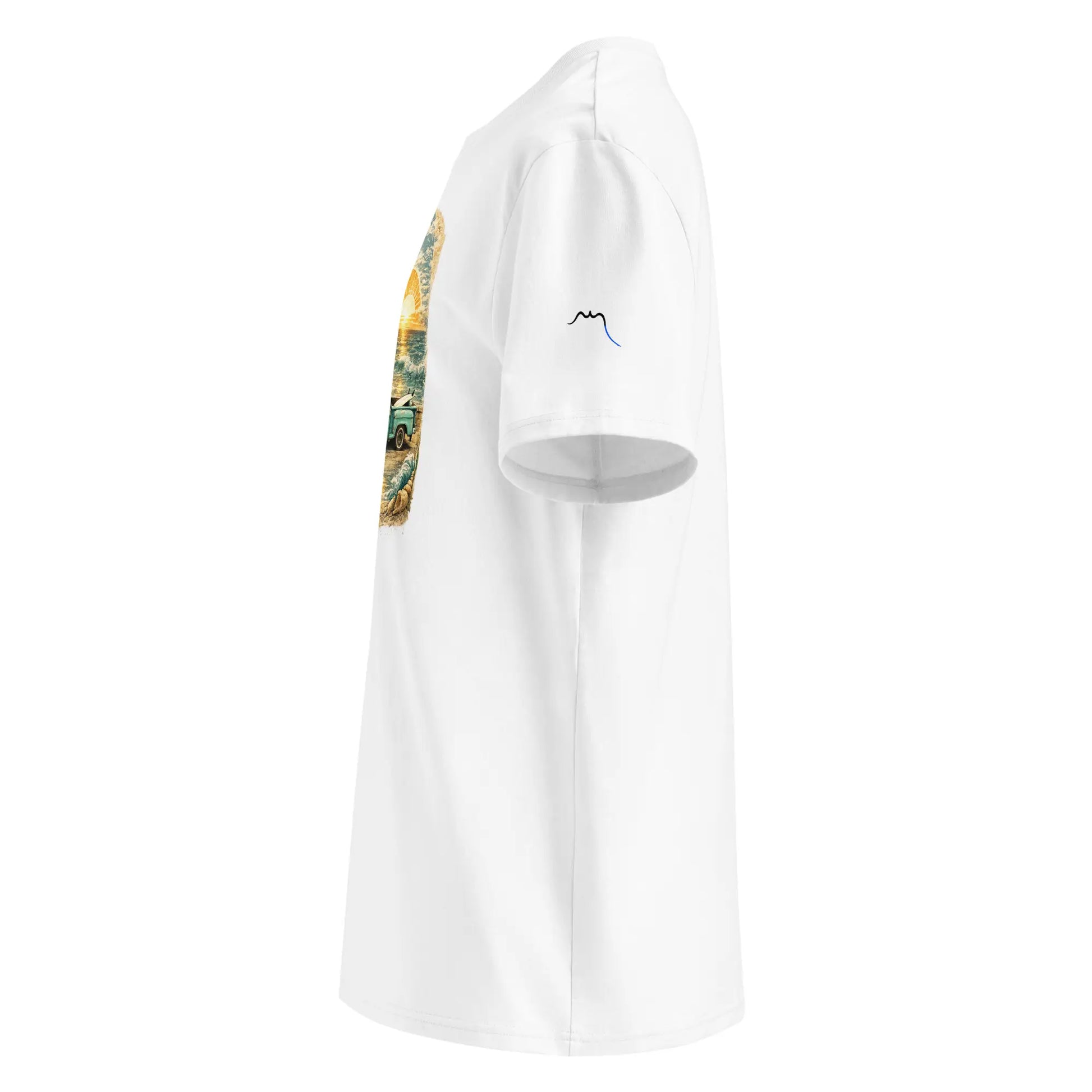 t-shirt premium coton bio femme homme vintage pickup côté coloris blanc