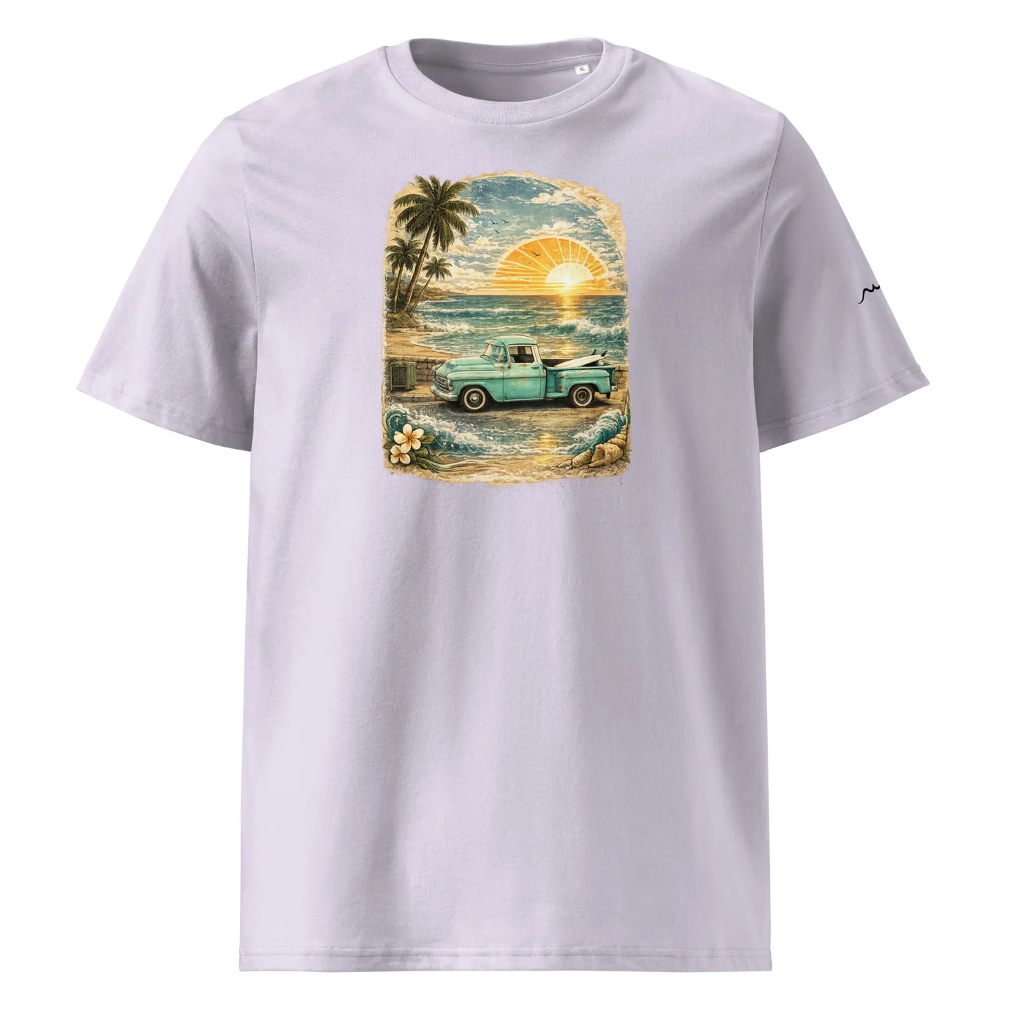 t-shirt premium coton bio femme homme vintage pickup face coloris mauve clair
