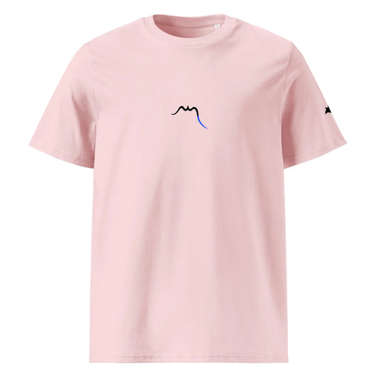 vue de face du t-shirt premium en coton bio manta coloris rose pâle