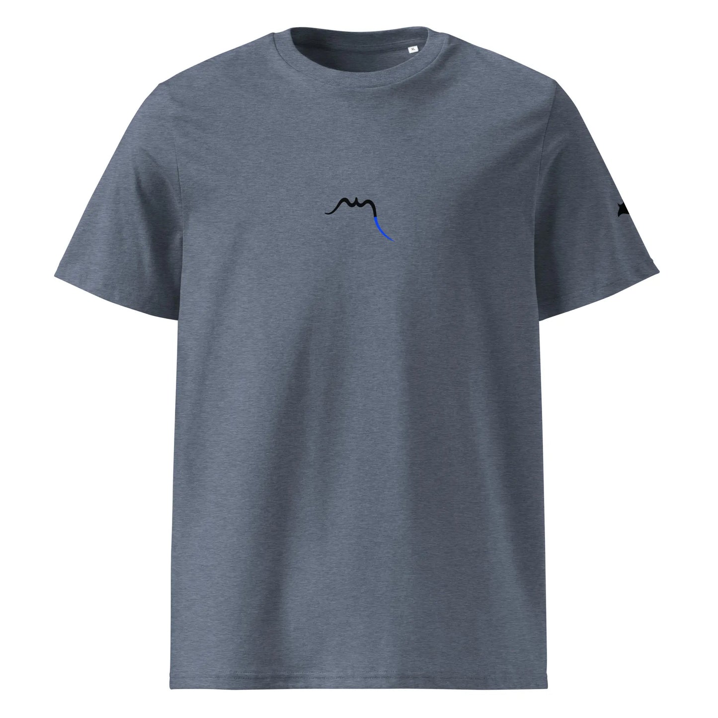 vue de face du t-shirt premium en coton bio manta coloris gris bleu