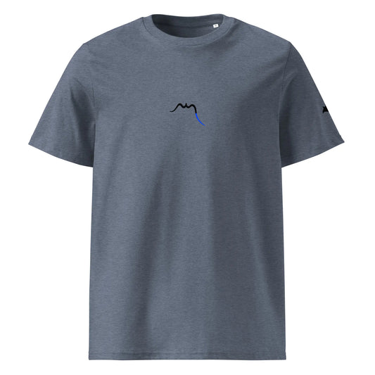 vue de face du t-shirt premium en coton bio manta coloris gris bleu