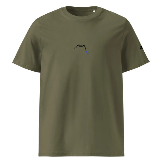 vue de face du t-shirt premium en coton bio manta coloris vert kaki
