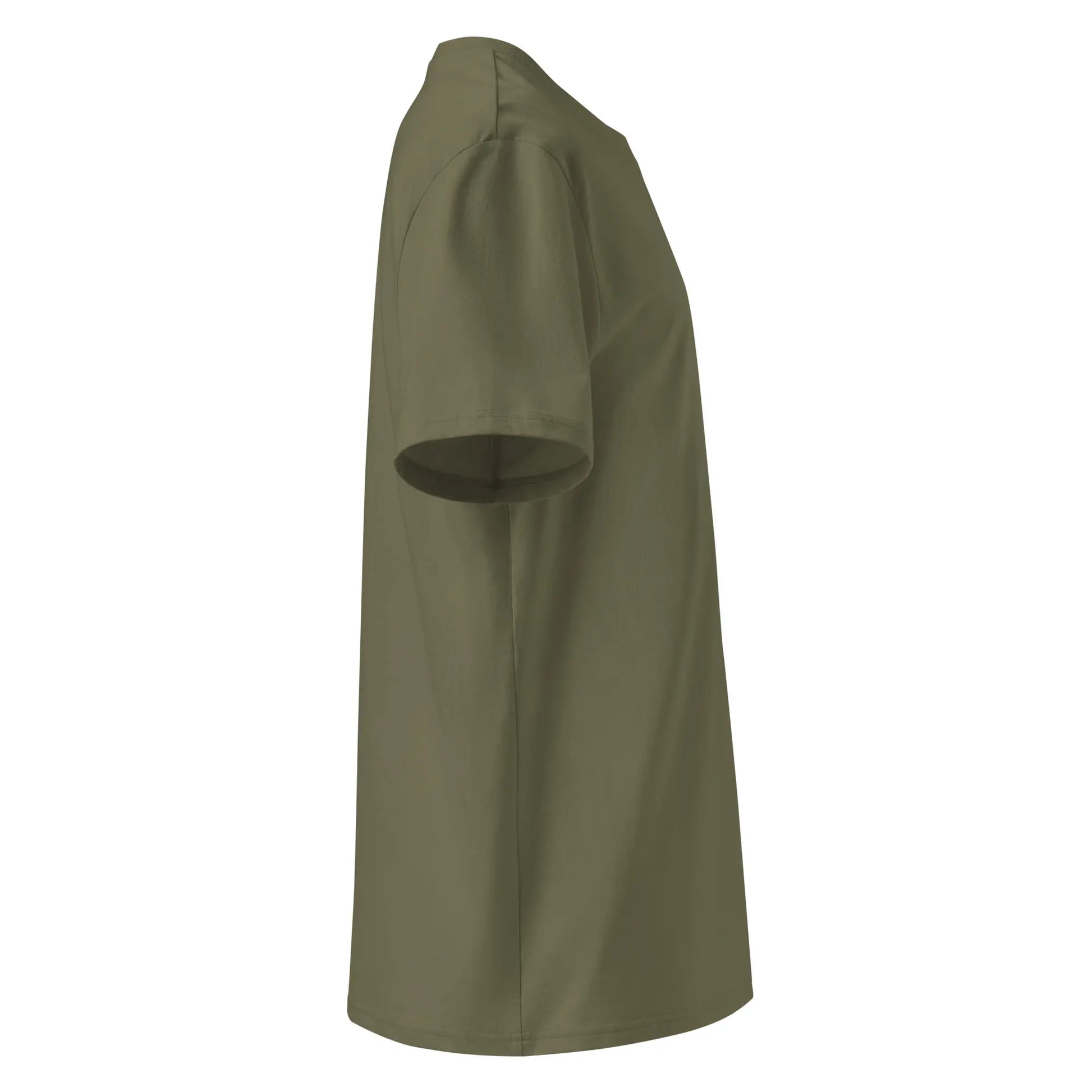 vue côté droit du t-shirt premium en coton bio manta coloris vert kaki