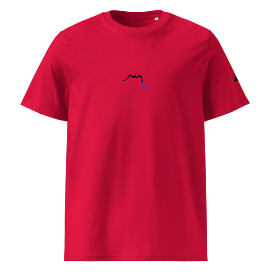vue de face du t-shirt premium en coton bio manta coloris rouge