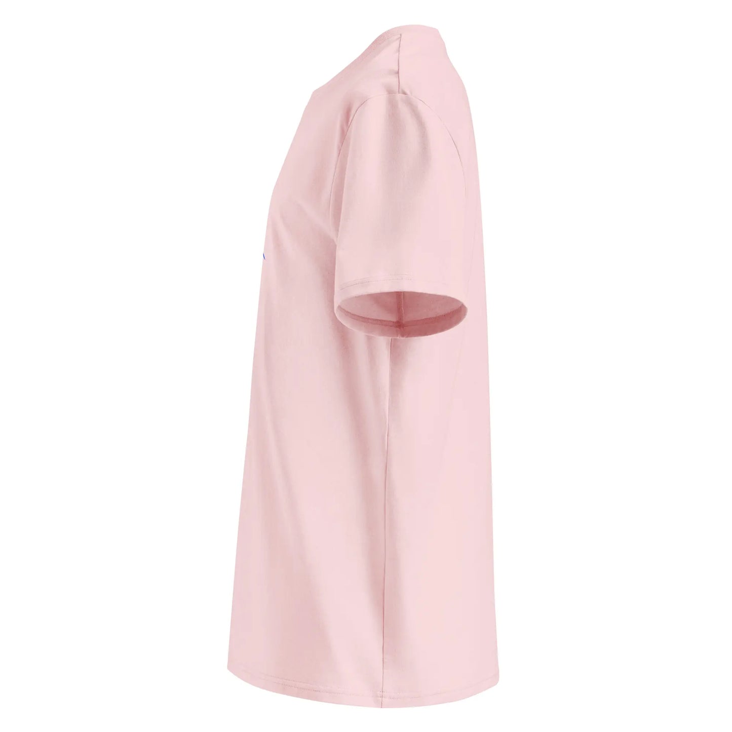 vue côté gauche du t-shirt premium en coton bio zéro coloris rose pâle