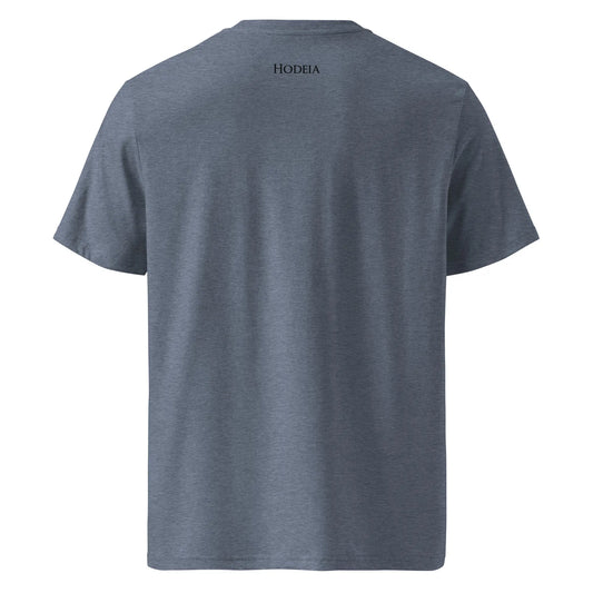 vue de dos du t-shirt premium en coton bio zéro coloris gris bleu